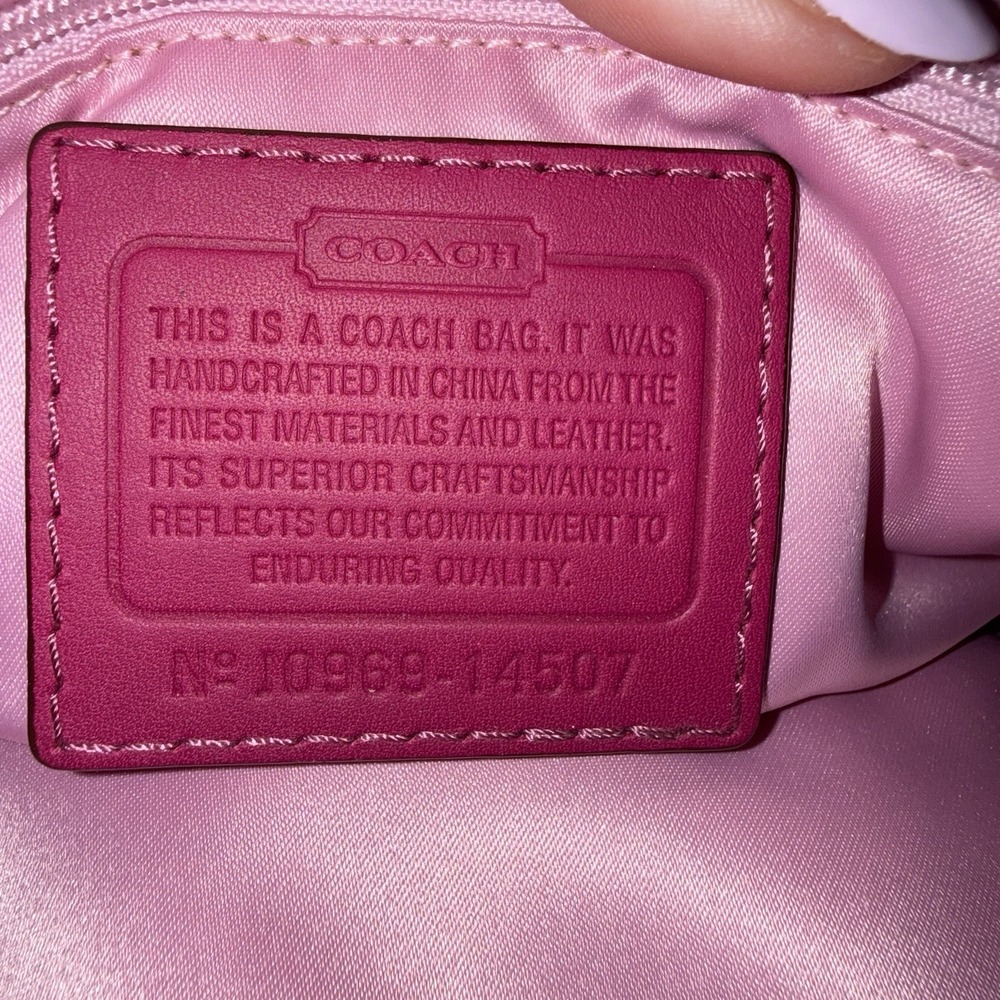 COACH Peyton Tote Bag Purse Signature Hot Pink Y2K Snakeskin Embossed Leather - Picture 12 of 16